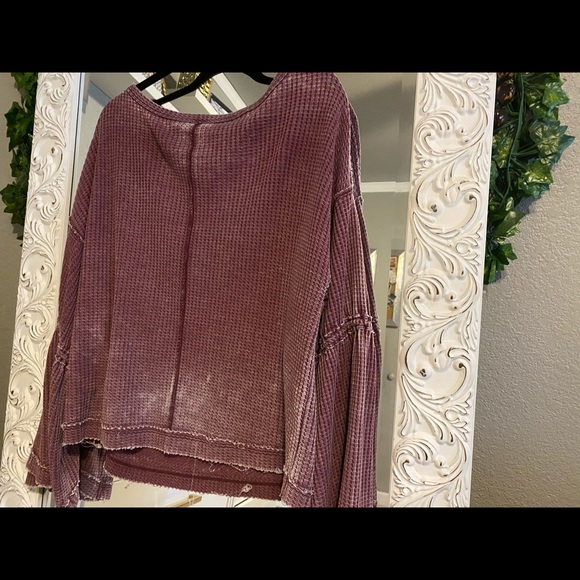 Blue/ Burgundy Free People Long sleeve blouse tops - Picture 7 of 8
